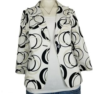 SANDRO Designer Black & Taupe Circle Print Blazer